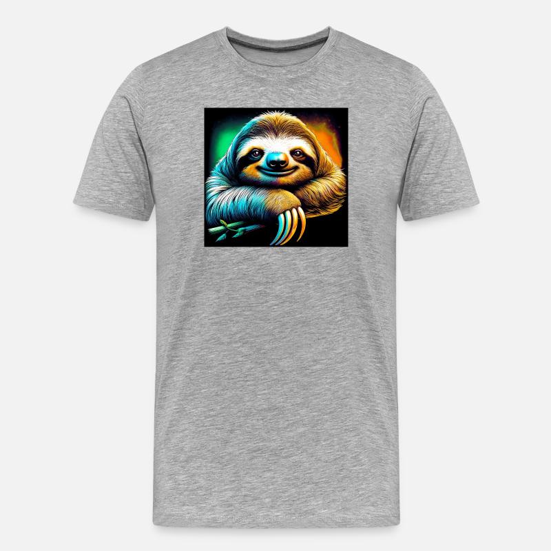 Faultier - Männer Premium Bio T-Shirt - Grau meliert