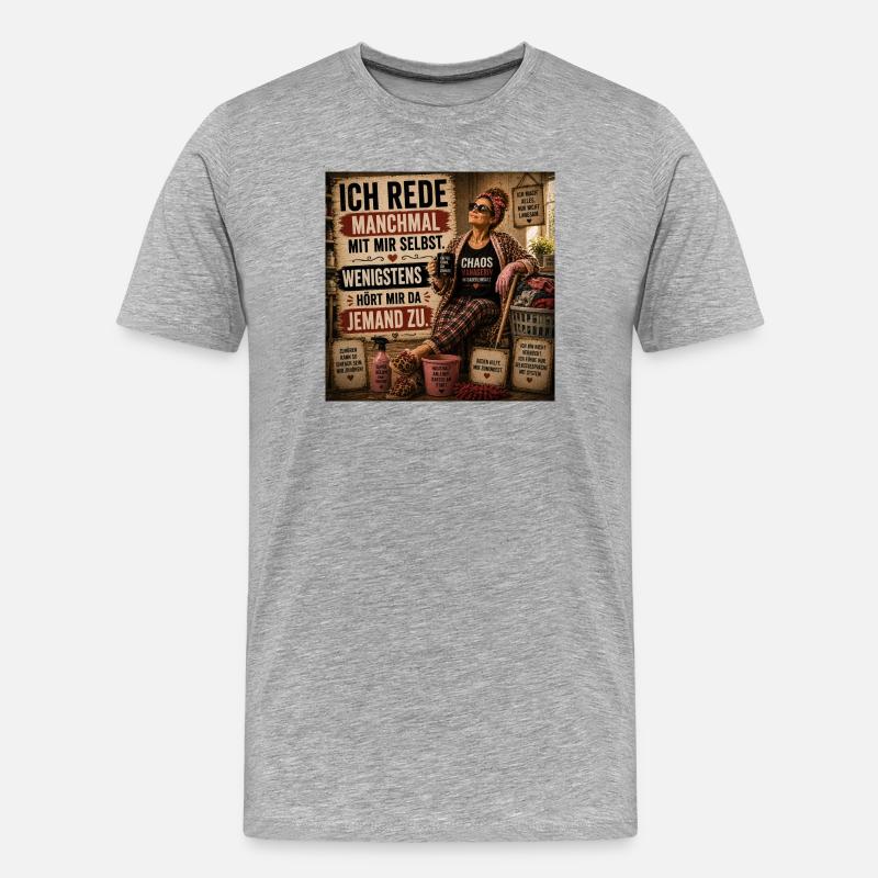 Chaosmanagerin im Dauereinsatz - Männer Premium Bio T-Shirt - Grau meliert