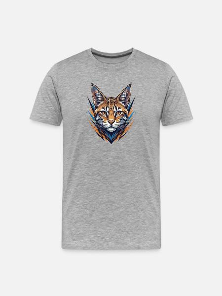 Wildkatze im Neon Stil - Männer Premium Bio T-Shirt - Grau meliert
