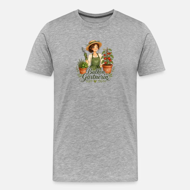 Balkon Gärtnerin - Männer Premium Bio T-Shirt - Grau meliert
