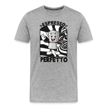 Espresso, Kaffee  - Männer Premium Bio T-Shirt - Grau meliert - Vorne - Damien (186cm)