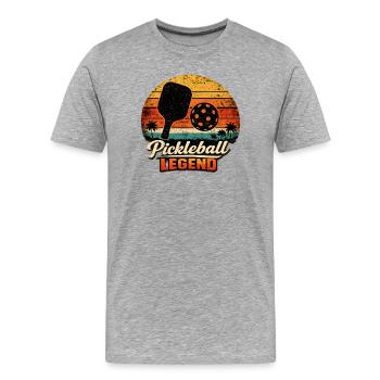 Pickleball Legende Retro Sunset - Männer Premium Bio T-Shirt - Grau meliert - Vorne - Damien (186cm)