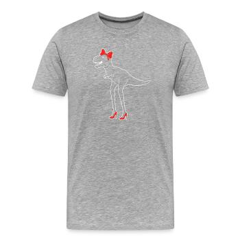 Dino Diva mit roten High Heels - Männer Premium Bio T-Shirt - Grau meliert - Vorne - Damien (186cm)