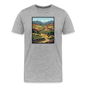 Vineyard Vista in Tuscan Hills - Männer Premium Bio T-Shirt - Grau meliert - Vorne - Damien (186cm)