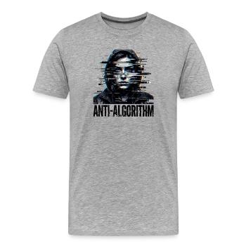 Anti Algorithm Digital - Männer Premium Bio T-Shirt - Grau meliert - Vorne - Damien (186cm)