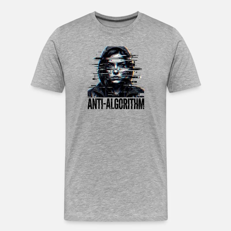 Anti Algorithm Digital - Männer Premium Bio T-Shirt - Grau meliert