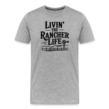 Das Leben als Rancher - Männer Premium Bio T-Shirt - Grau meliert - Vorne - Damien (186cm)