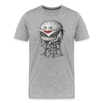 Whimsical Hamburger  - Men's Premium Organic T-Shirt - heather grey - Front - Damien (186cm)