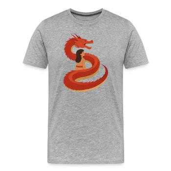 Drachenumarmung: Feurige Schlange und Jungfrau - Männer Premium Bio T-Shirt - Grau meliert - Vorne - Damien (186cm)