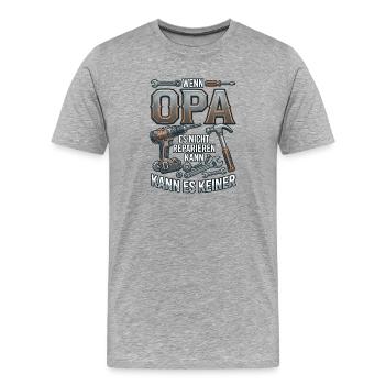 Wenn Opa es nicht reparieren kann Werkzeug - Männer Premium Bio T-Shirt - Grau meliert - Vorne - Damien (186cm)