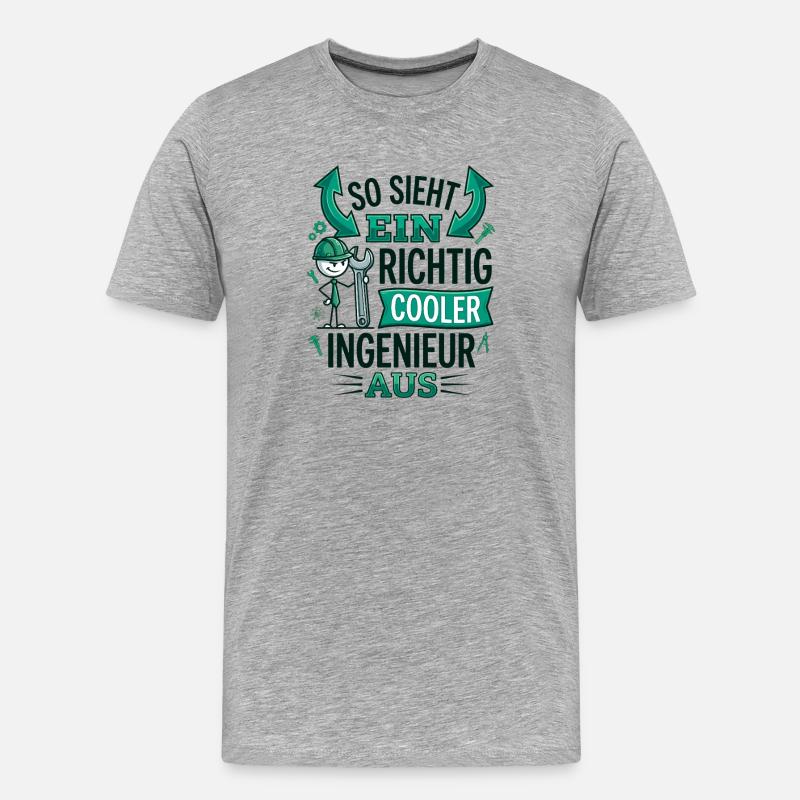 Cooler Ingenieur Spruch Strichmännchen - Männer Premium Bio T-Shirt - Grau meliert