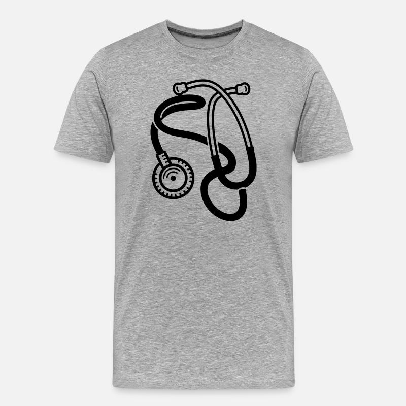 Stethoskop - Männer Premium Bio T-Shirt - Grau meliert