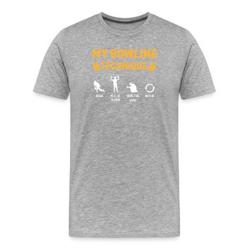Mein Bowlingtechnik-Abschlag - Männer Premium Bio T-Shirt - Grau meliert - Vorne - Damien (186cm)