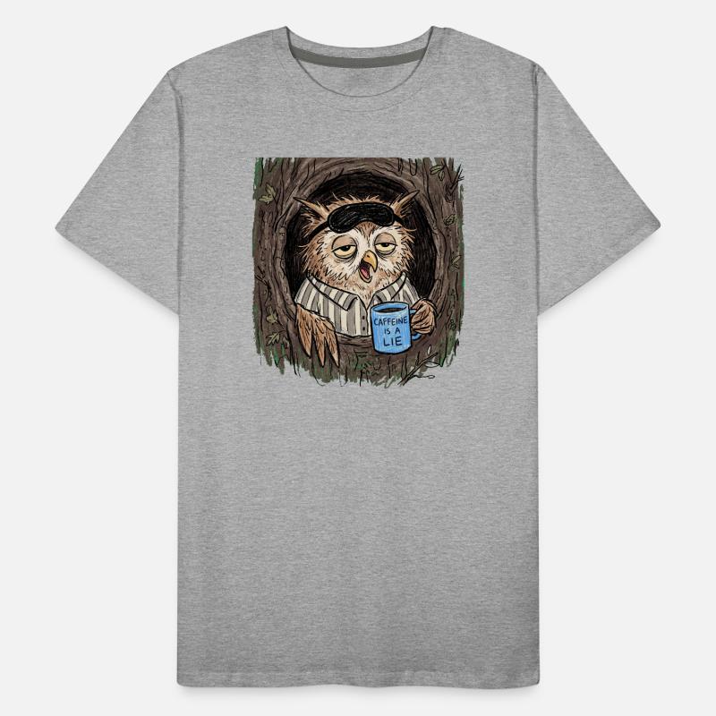La caféine est un Lie Eule Coffee T-shirt bio Premium Homme