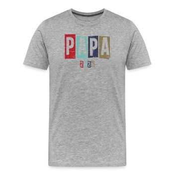 Papa Millésime 2026 - T-shirt bio Premium Homme - gris chiné - Devant - Damien (186cm)
