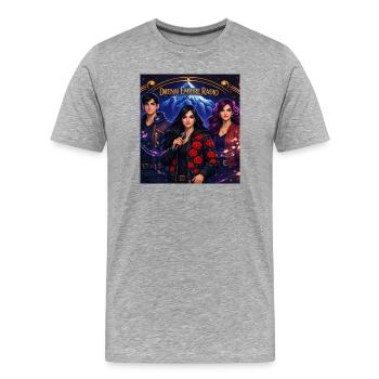 Radio Banner Tee - T-shirt bio Premium Homme - gris chiné - Devant - Damien (186cm)
