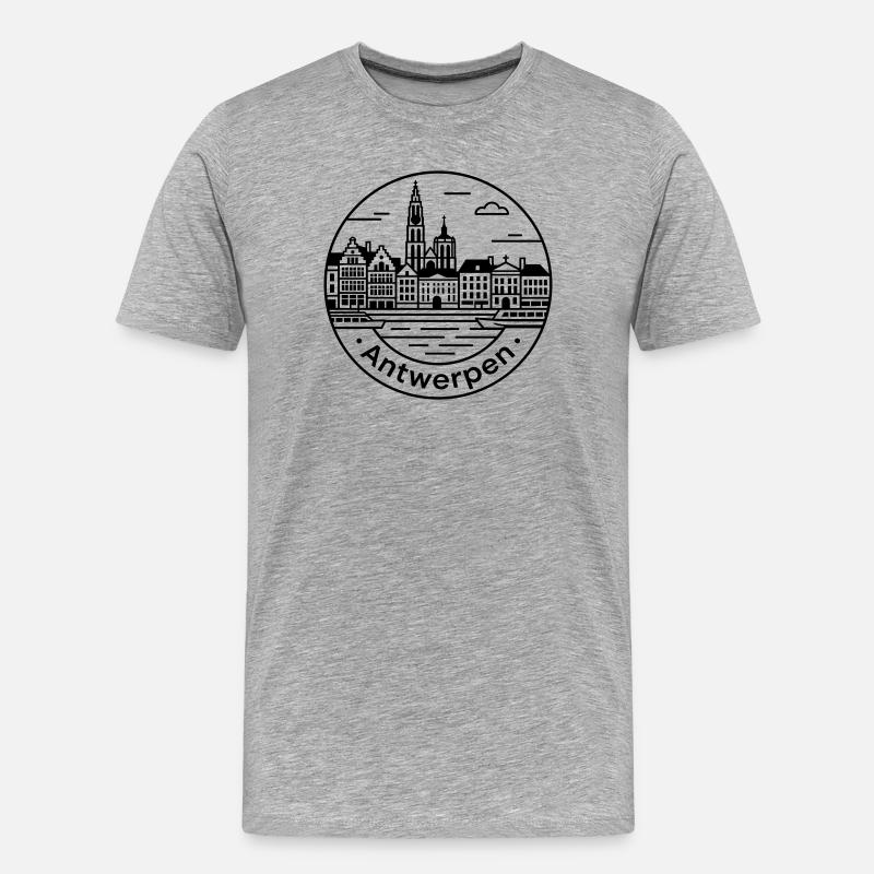 Antwerpen - Männer Premium Bio T-Shirt - Grau meliert