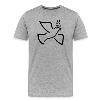 Colombe de la Paix – Symbole de la Paix et de l’Espoir - T-shirt bio Premium Homme - gris chiné - Devant - Damien (186cm)