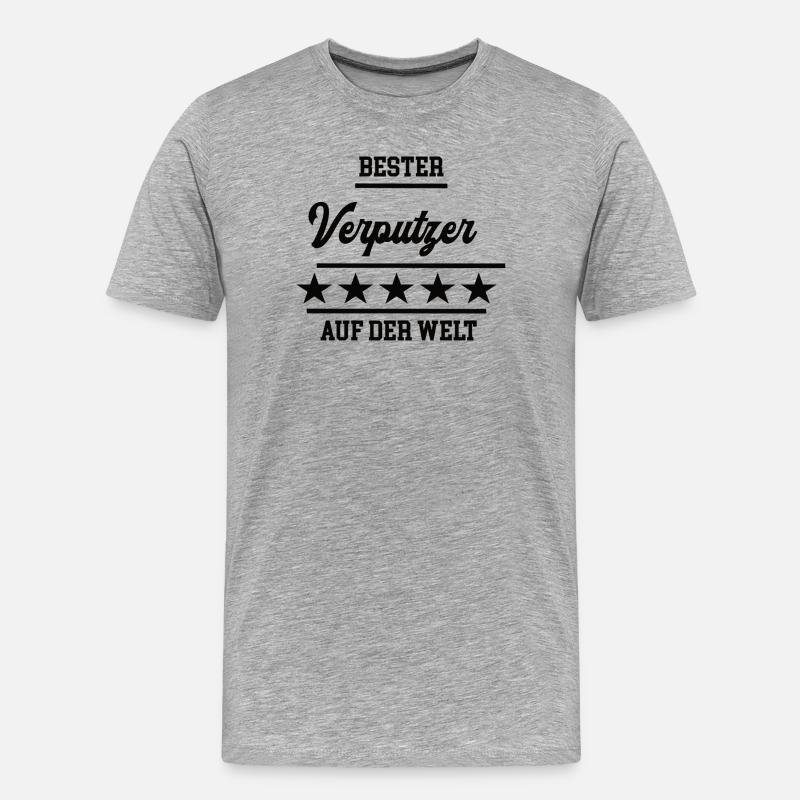 Verputzer Bester Handwerker Verputzerei - Männer Premium Bio T-Shirt - Grau meliert