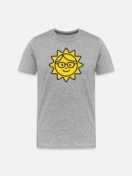 Lachende Sonne Brille Comic - Männer Premium Bio T-Shirt - Grau meliert