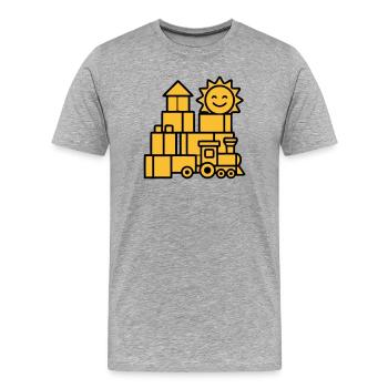 Jouets ferroviaires Blocs de construction - T-shirt bio Premium Homme - gris chiné - Devant - Damien (186cm)