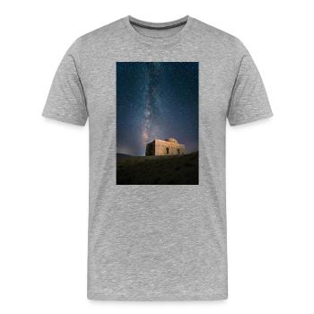 Milky Way Over Ruins Nightscape - Men's Premium Organic T-Shirt - heather grey - Front - Damien (186cm)