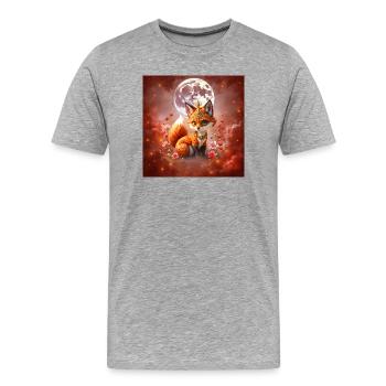 Lunar Fox mit Juwelen - Männer Premium Bio T-Shirt - Grau meliert - Vorne - Damien (186cm)