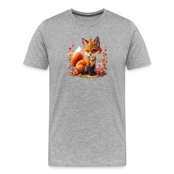 Fox Floral Schmuck - Männer Premium Bio T-Shirt - Grau meliert - Vorne - Damien (186cm)