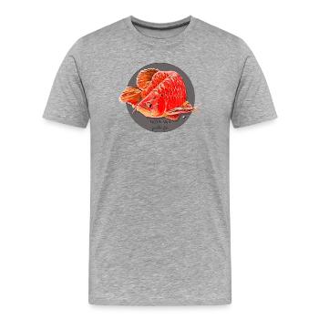 Illustration du poisson Arowana dans un cercle gris - T-shirt bio Premium Homme - gris chiné - Devant - Damien (186cm)