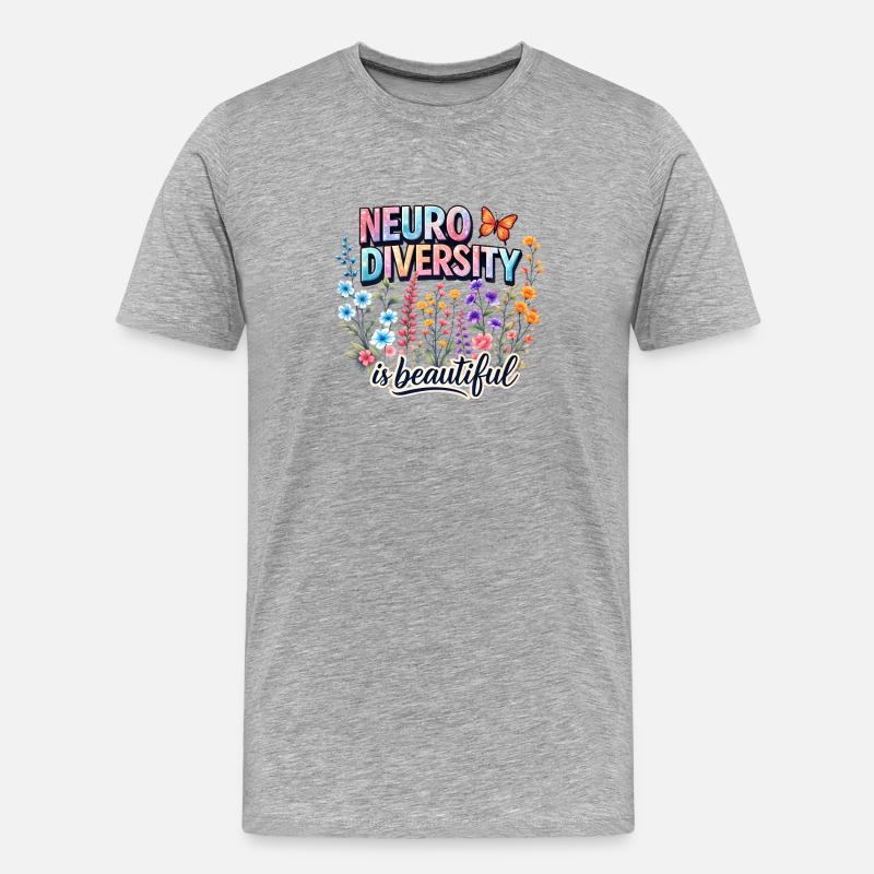 Neurodiversity is beautiful Bloom - Männer Premium Bio T-Shirt - Grau meliert