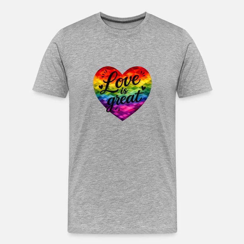 Liebe ist großartig! - Männer Premium Bio T-Shirt - Grau meliert