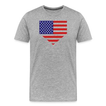 Home Plate American Flag - Men's Premium Organic T-Shirt - heather grey - Front - Damien (186cm)