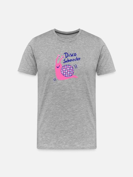 Disco Schnecke mit Glitzerball - Männer Premium Bio T-Shirt - Grau meliert