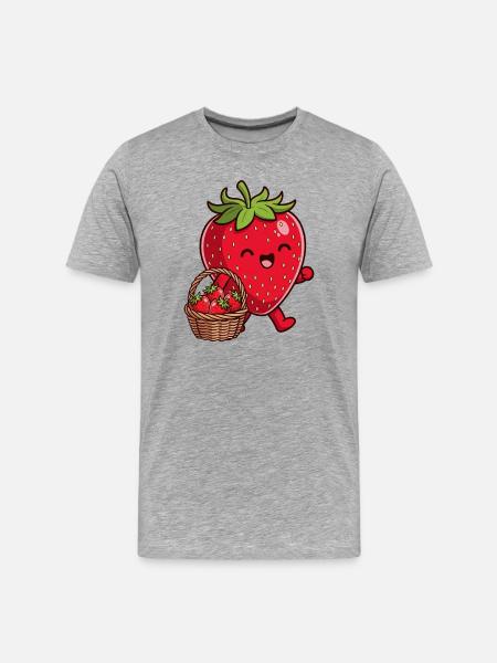 Fraise drôle - T-shirt bio Premium Homme - gris chiné
