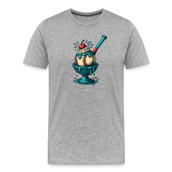 Plaisir Sundae de baseball - T-shirt bio Premium Homme - gris chiné - Devant - Damien (186cm)
