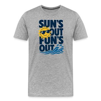 Soleil S’amuse Été - T-shirt bio Premium Homme - gris chiné - Devant - Damien (186cm)