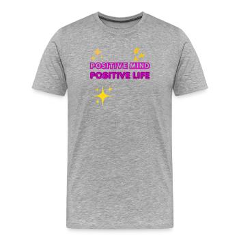 Positive Mind Positive Life Geschenkidee  - Männer Premium Bio T-Shirt - Grau meliert - Vorne - Damien (186cm)