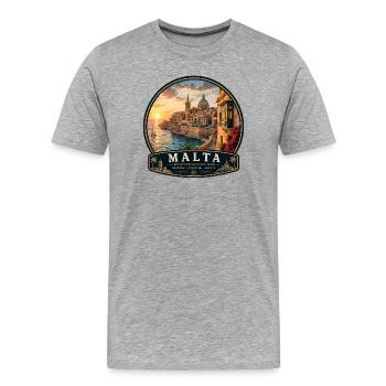 Malta Valletta Kolonialstil Urlaub Mittelmeer  - Männer Premium Bio T-Shirt - Grau meliert - Vorne - Damien (186cm)