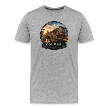 Colmar, France, vieille ville Vacances, maisons à colombages - T-shirt bio Premium Homme - gris chiné - Devant - Damien (186cm)