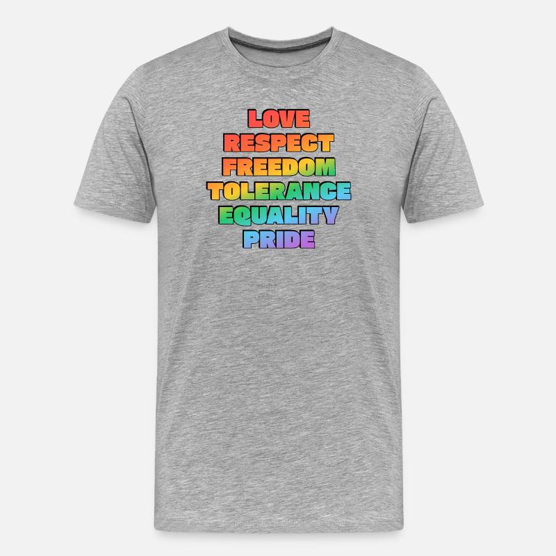Rainbow Pride Values - Men's Premium Organic T-Shirt - heather grey