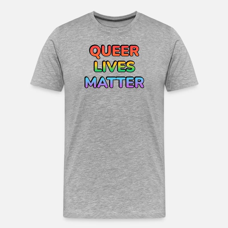 Queer Lives Matter Regenbogen - Männer Premium Bio T-Shirt - Grau meliert