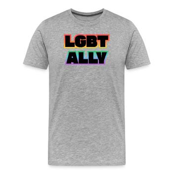 ALLIÉE LGBT - T-shirt bio Premium Homme - gris chiné - Devant - Damien (186cm)