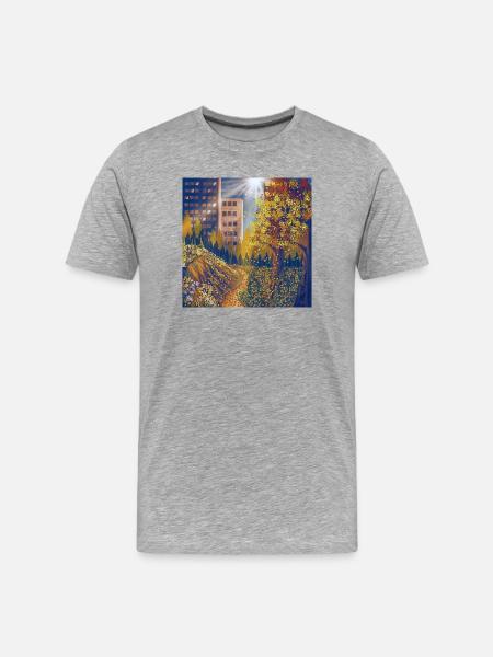 Autumn route between city and park - Men's Premium Organic T-Shirt - heather grey