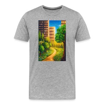 Route verte entre les gratte-ciel - T-shirt bio Premium Homme - gris chiné - Devant - Damien (186cm)