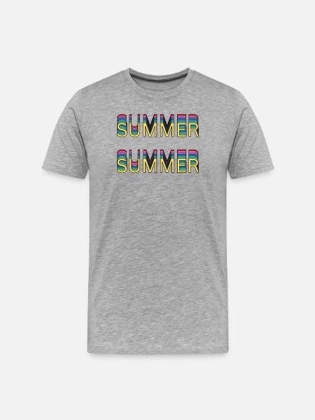 Summer Rainbow Font - Men's Premium Organic T-Shirt - heather grey