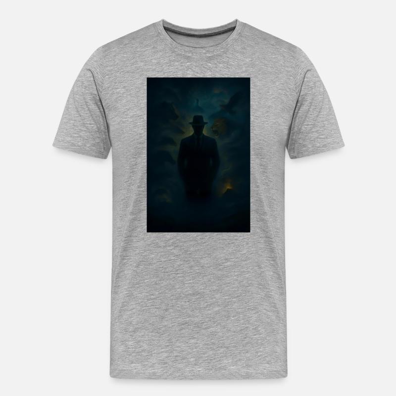 Schattenrätsel im Nebel - Männer Premium Bio T-Shirt - Grau meliert
