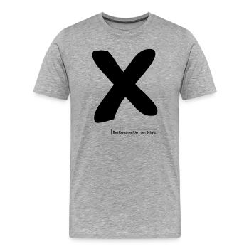 Kreuz markiert den Schatz - Männer Premium Bio T-Shirt - Grau meliert - Vorne - Damien (186cm)