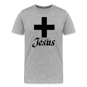 Short Legged Jesus - Men's Premium Organic T-Shirt - heather grey - Front - Damien (186cm)
