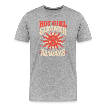 Hot Girl Summer Always - Retro Sonne - Männer Premium Bio T-Shirt - Grau meliert - Vorne - Damien (186cm)