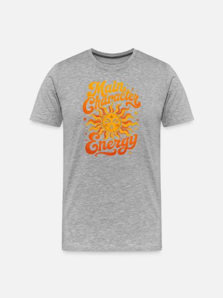 Main Character Energy - Retro Sun - Men's Premium Organic T-Shirt - heather grey